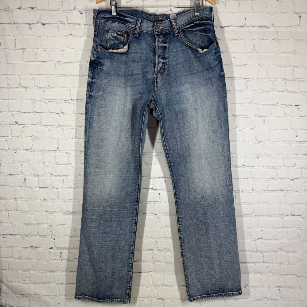 Guess Dean Relaxed Fit Jeans Men Size 36x33 Medium Wash Straight Western Pant